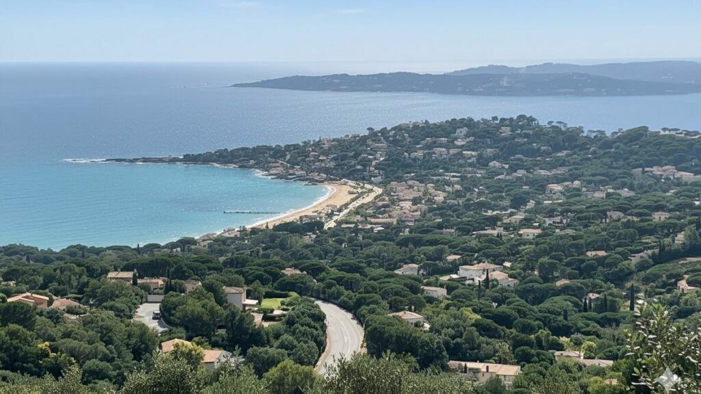 vue en hauteur de la plage de la nartelle ste maxime